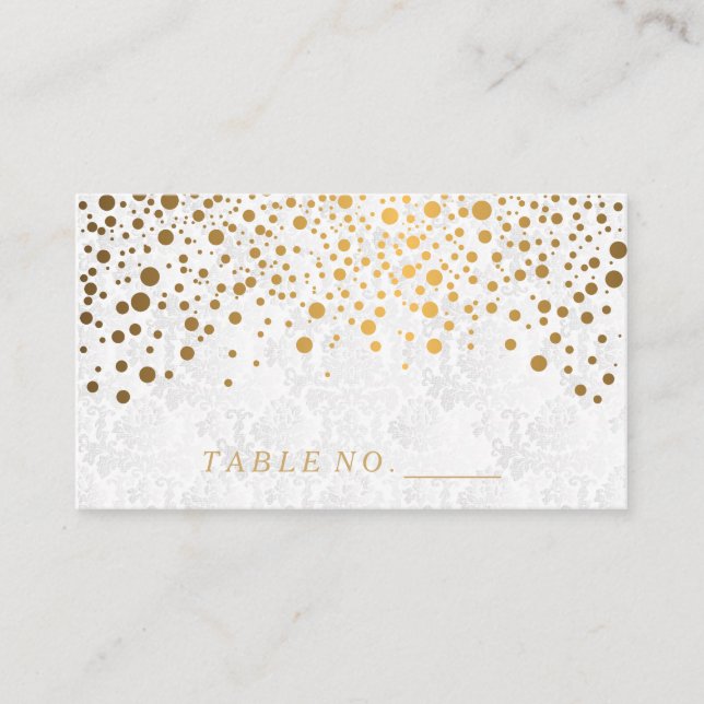 Faux Guld-konfetti-prickar Placeringskort (Framsida)