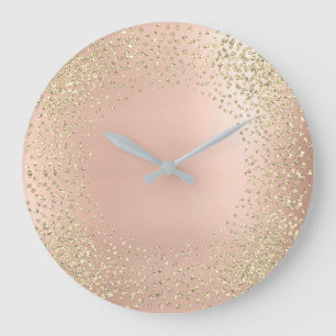 Faux Guld kristaller konfetti Glitter Rosa Stor Klocka