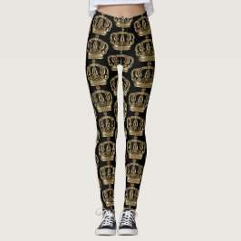 Faux Guld Krona Leggings