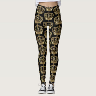 Faux Guld Krona Leggings