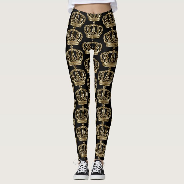Faux Guld Krona Leggings (Framsida)