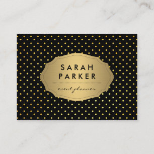 Faux Guld Label Polka Dot Mönster Visitkort