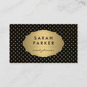 Faux Guld Label Polka Dot Mönster Visitkort