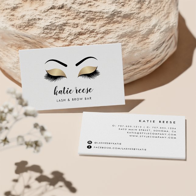 Faux Guld Lash & Brows Beauty Visitkort (Skapare uppladdad)