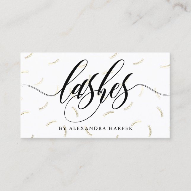 Faux Guld Lash Calligraphy Lash Artist Visitkort (Framsida)