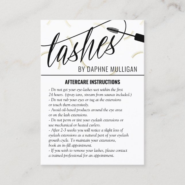 Faux Guld Lash Mascara Trollspö Lash Artist Afterc Visitkort (Framsida)