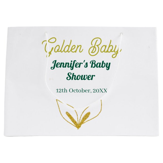 Faux guld leafy grönt forest enchantedbaby dusch (Framsidan)