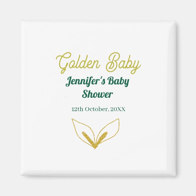 Faux guld leafy grönt forest enchantedbaby dusch magnet (Framsidan)
