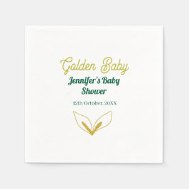 Faux guld leafy grönt forest enchantedbaby dusch pappersservett
