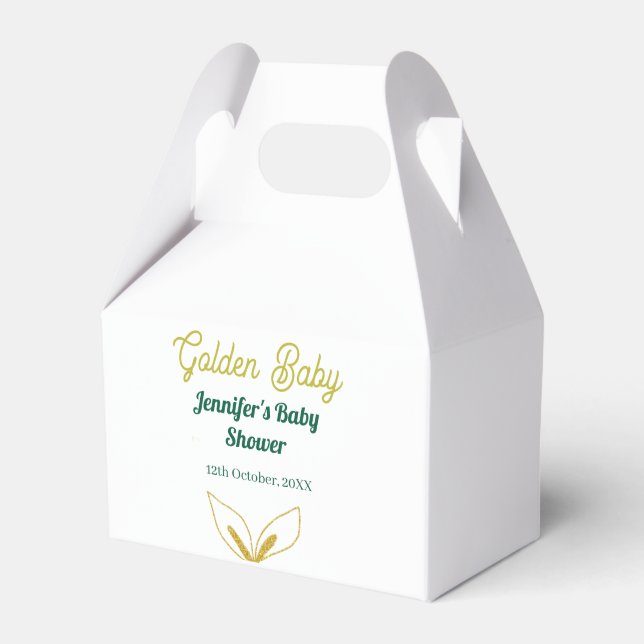 Faux guld leafy grönt forest enchantedbaby dusch presentaskar (Framsidan Sidan)