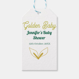 Faux guld leafy grönt forest enchantedbaby dusch presentetikett