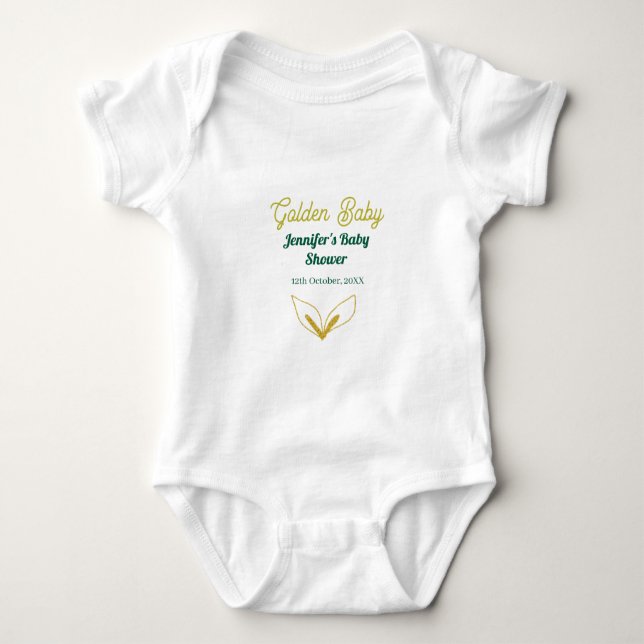 Faux guld leafy grönt forest enchantedbaby dusch t shirt (Framsida)