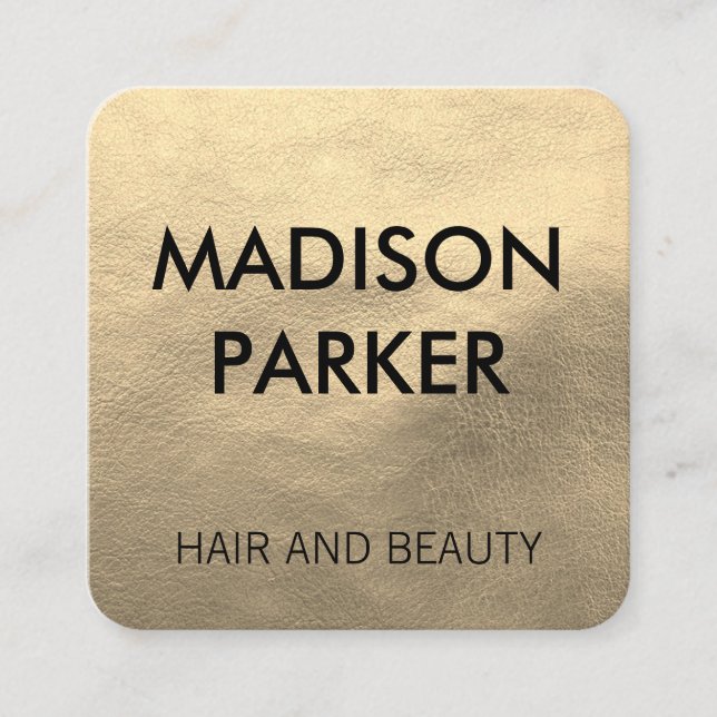 Faux Guld Leather Fyrkantigt Visitkort (Framsida)