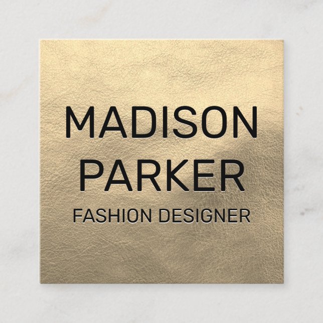 Faux Guld Leather Fyrkantigt Visitkort (Framsida)
