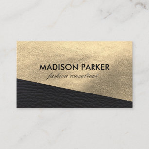 Faux Guld Leather och Black Leather Trim Visitkort