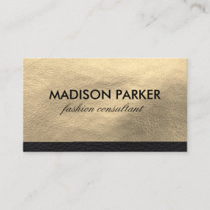 Faux Guld Leather och Black Leather Trim Visitkort