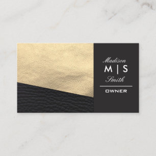 Faux Guld Leather och Black Leather Trim Visitkort