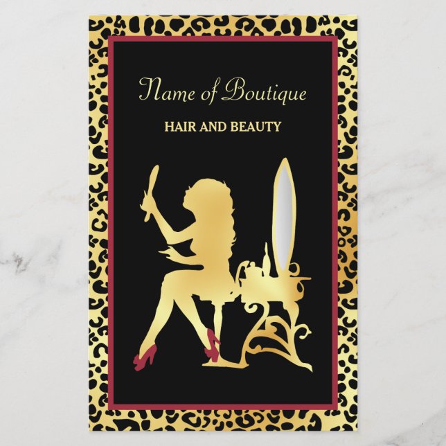 FAUX Guld Leopard Hair Boutique Grand Open Flygblad (Framsidan)