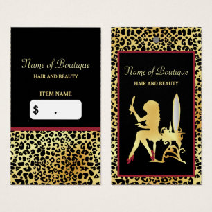 FAUX Guld Leopard Skriv ut Hair Boutique Märkre Visitkort
