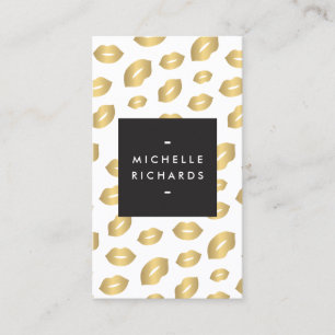 Faux Guld Lip Print Makeup Artist Beauty White Visitkort