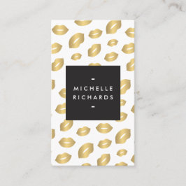Faux Guld Lip Print Makeup Artist Beauty White Visitkort