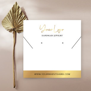 Faux Guld Logotyp Modern Earring Jewelry Visning Fyrkantigt Visitkort