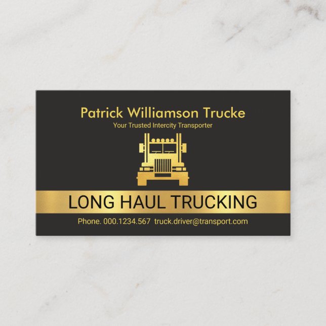Faux Guld Long Haul Trucking Guld Lastbil Visitkort (Framsida)