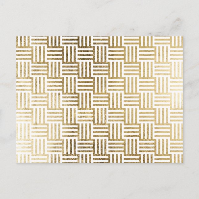 Faux Guld Löv Stripe Mönster Vykort (Framsida)