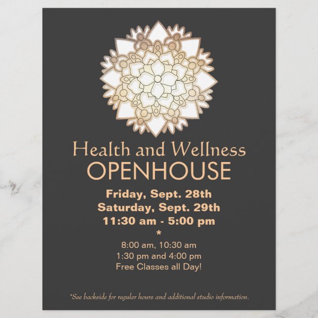 Faux Guld Löv White Lotus Healing Arts Flyer (Framsidan)