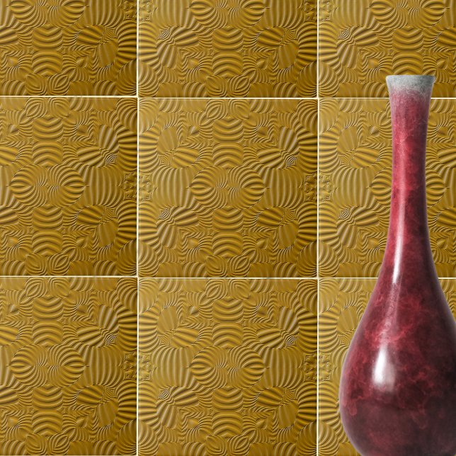 Faux Guld Low Relief Sculpted Abstrakt Kakelplatta (Skapare uppladdad)