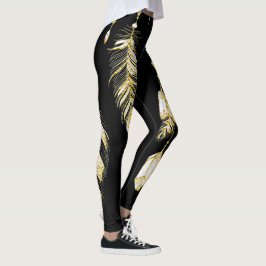 *~* Faux Guld Luxe Feathers & Crystals Chic Trendi Leggings