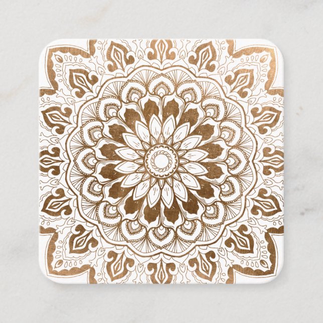 Faux Guld Mandala Medallion Yoga Healing Fyrkantigt Visitkort (Framsida)