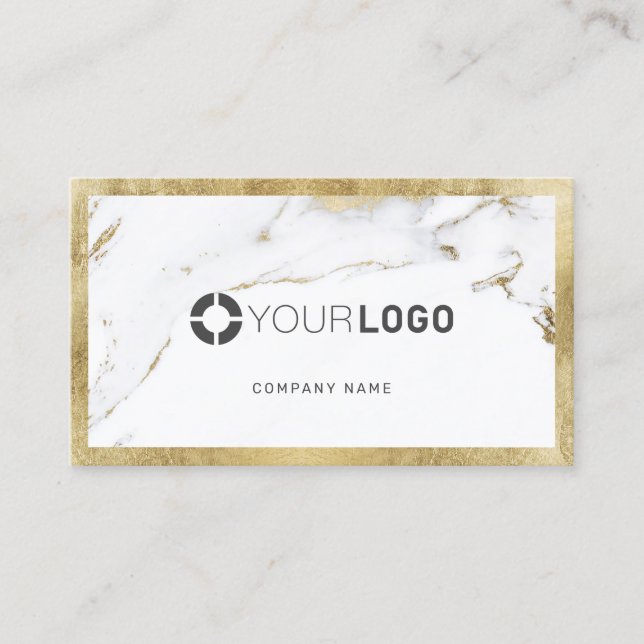 Faux guld marble anpassningsbar company logotyp pr visitkort (Framsida)