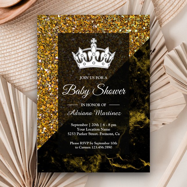 Faux Guld Marble Baby Shower Guld Inbjudningar (Skapare uppladdad)
