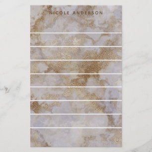Faux Guld Marble Swirl Trendig Personlig Chic Brevpapper