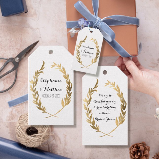 Faux Guld Märkre Laurel Olive-utandningen Löv Bröl Presentetikett (Skapare uppladdad)
