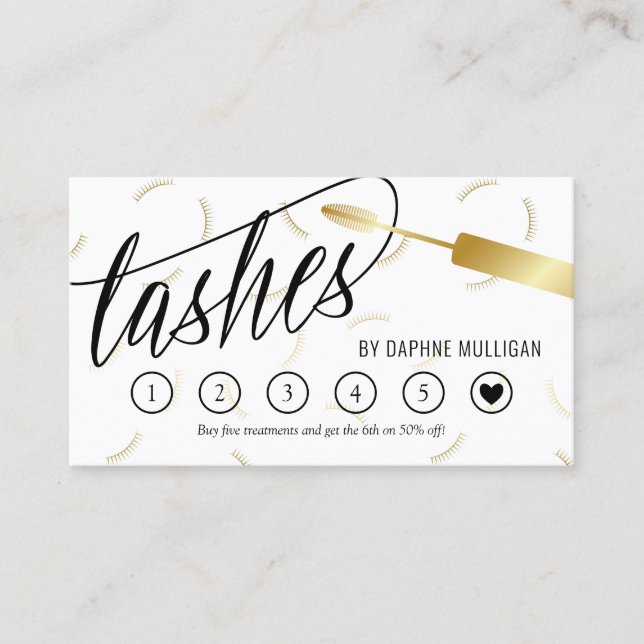 Faux Guld Mascara Trollspö Lash Loyalty Card Visitkort (Framsida)