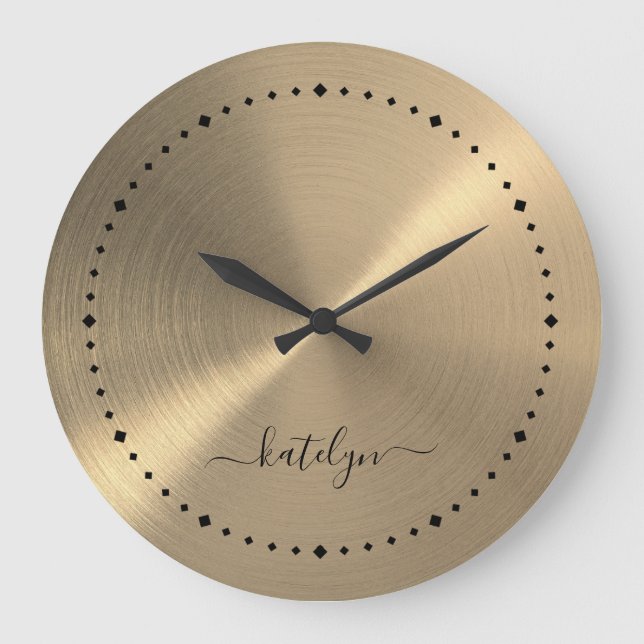 Faux Guld Metall Monogram Stor Klocka (Framsida)