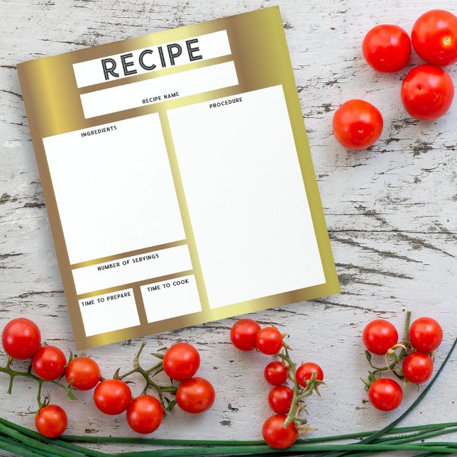 Faux Guld Metallic Blank Lakan Culinary Recipe Anteckningsblock (Skapare uppladdad)