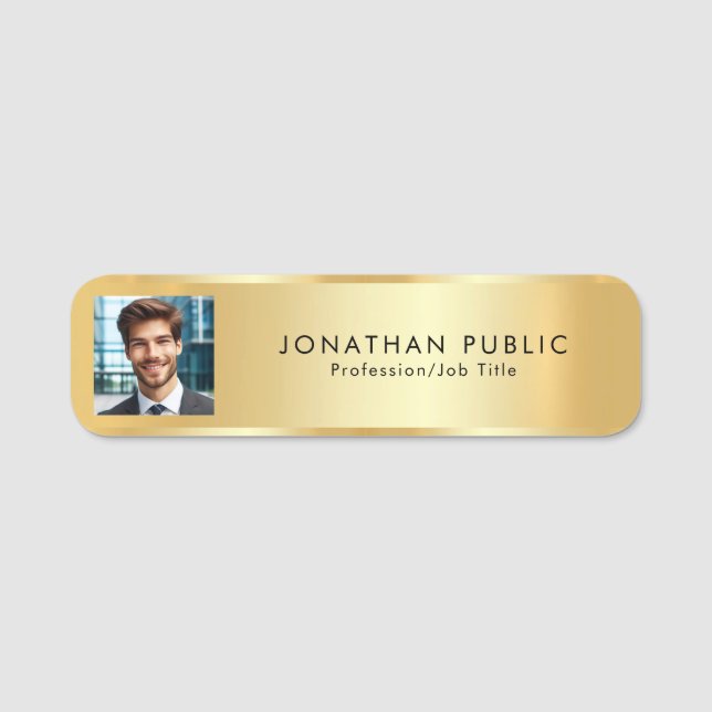 Faux Guld Metallic look Modern Elegant Simple Namnbricka (Framsida)