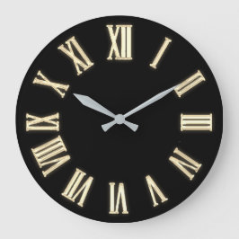 Faux Guld Metallic Minimal Roman Numbers Black Stor Klocka