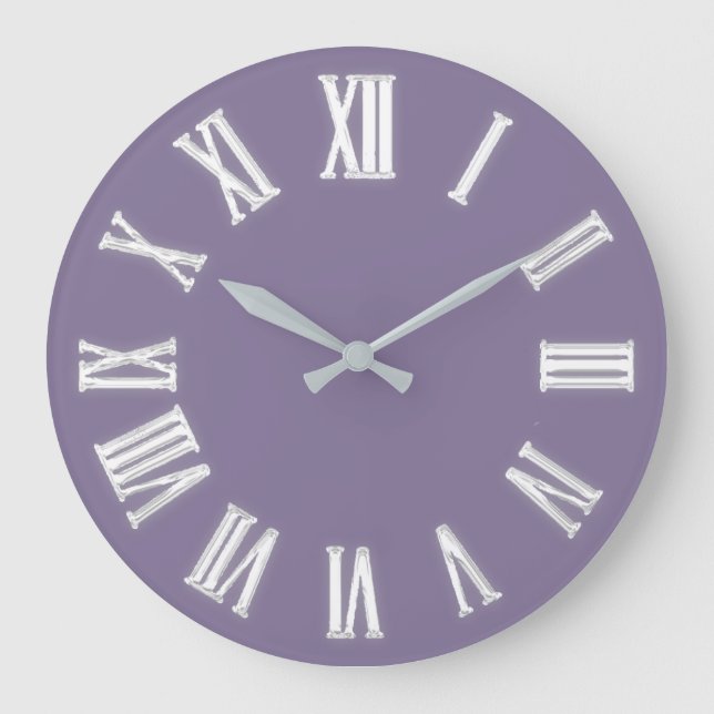Faux Guld Metallic Minimal Roman Numbers Lavender Stor Klocka (Framsida)