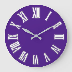 Faux Guld Metallic Minimal Roman Numbers Violet Stor Klocka