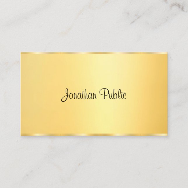 Faux Guld Modern Calligraphed Design Template Visitkort (Framsida)