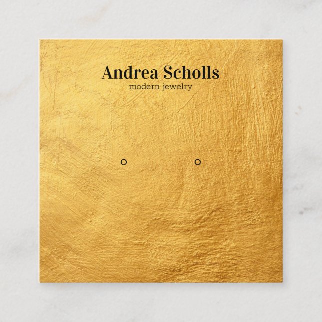 Faux GULD Modern djärv juvelry Stud Earring Visnin Fyrkantigt Visitkort (Framsida)