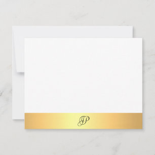 Faux Guld Modern Handskript Monogram Namn Anteckningskort