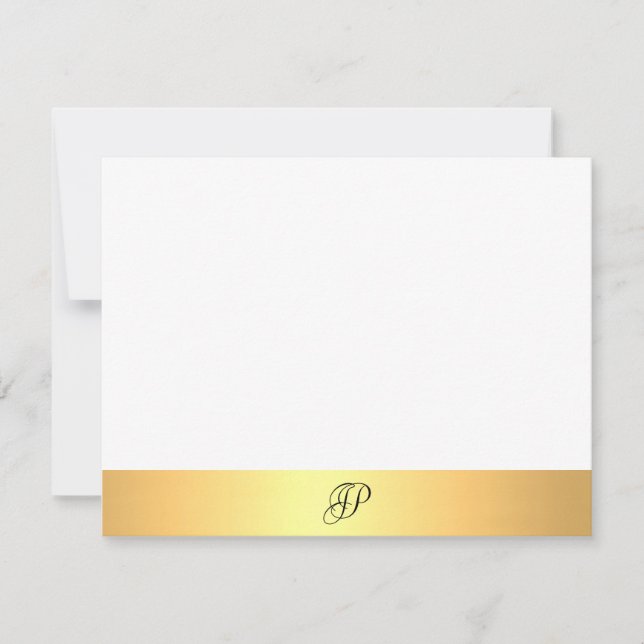 Faux Guld Modern Handskript Monogram Namn Anteckningskort (Framsida)