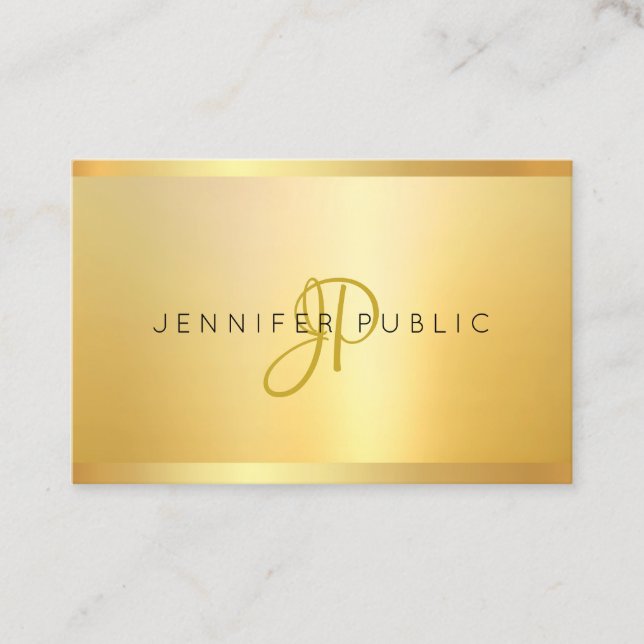 Faux Guld Modern Minimalist Monogram-Professionell Visitkort (Framsida)
