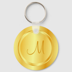 Faux Guld Modern Monogram-Elegant Nyckelring