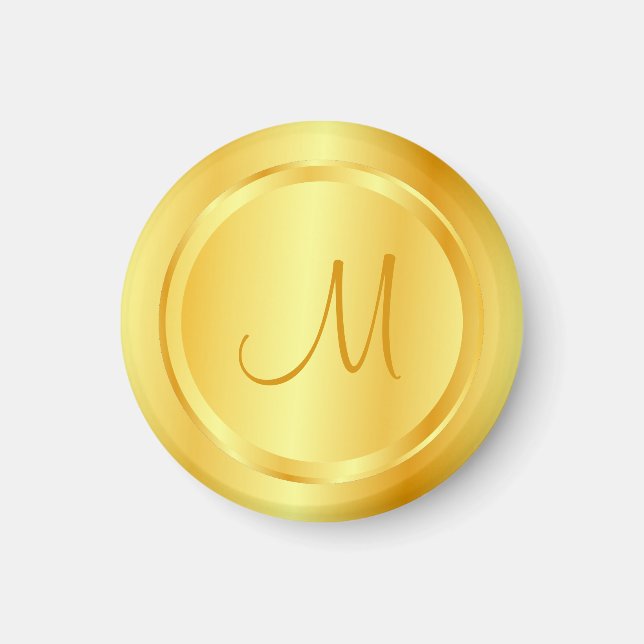 Faux Guld Modern Monogram-mall för Elegant Magnet (Framsidan)